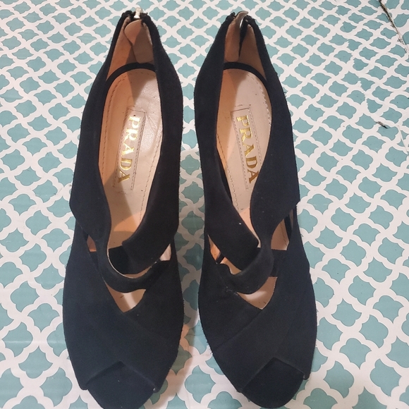 PRADASuede Cutout Accent Sandals - Picture 4 of 16